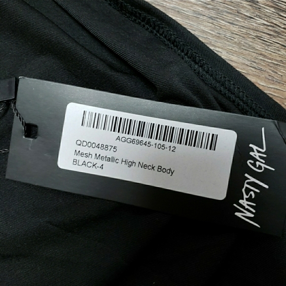 Nasty Gal NWT black mesh metallic bodysuit size 0 - Picture 8 of 13